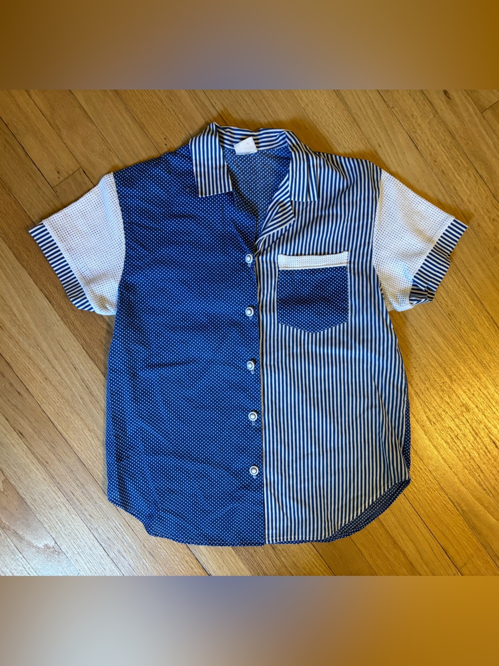 Vintage button down with knit details | unmarked fits like a small/medium